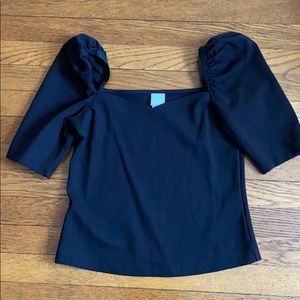 Puff Sleeve Black Top
